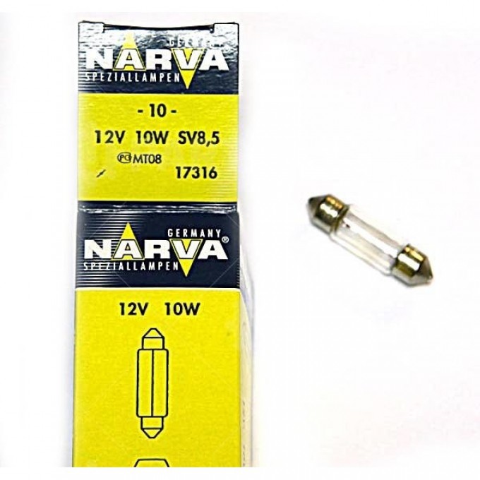NARVA 12V C10W 10W SV8.5 28mm софитная 112562842. Купить Лампы на  Официальном Сайте NARVA в России.