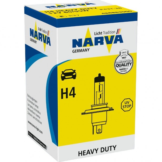 Лампа NARVA HEAVY DUTY H4 24V 75/70W P43T-38 117421405