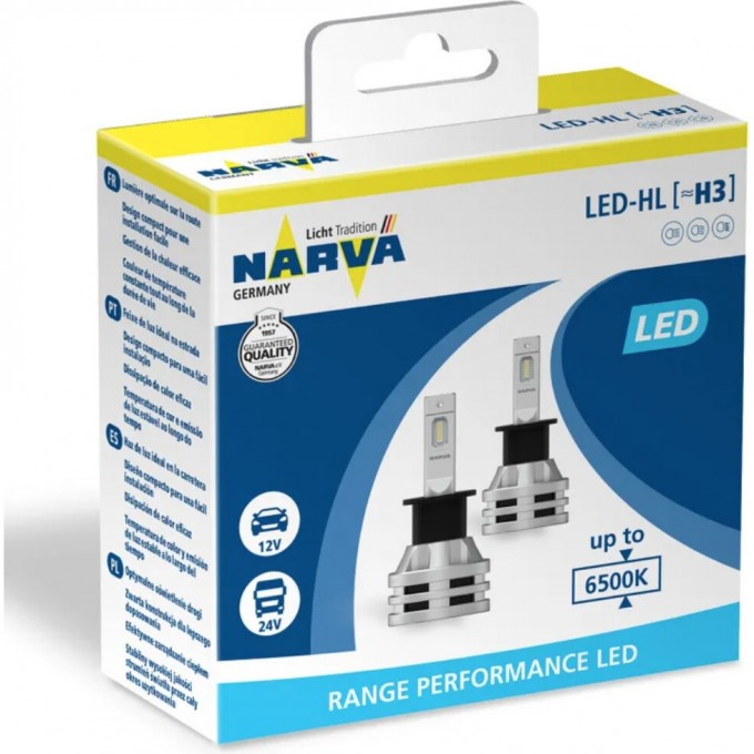 Лампа NARVA RANGE PERFORMANCE LED 12V/24V 19W 6500К H3 2 шт. 117419996