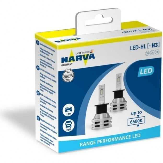 Лампа NARVA RANGE PERFORMANCE LED H3 PK22s 19Wх2 6500K 12/24V 2шт. 93114475