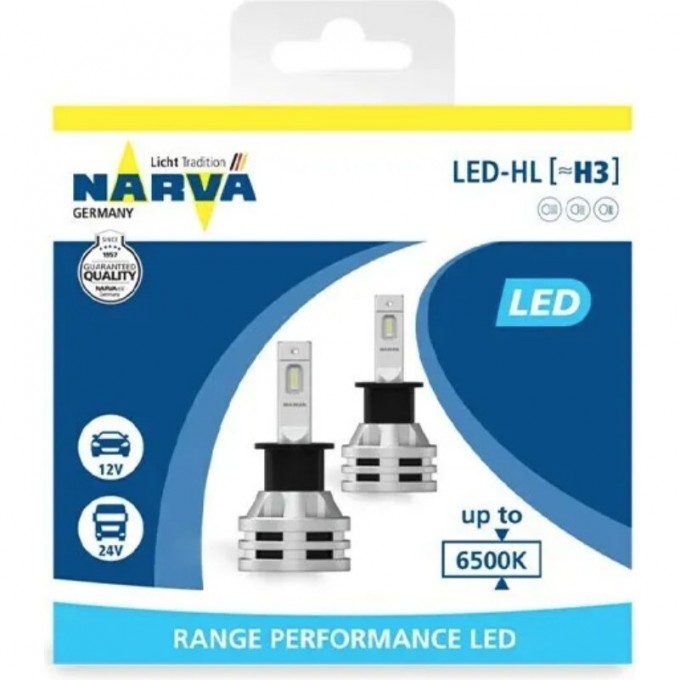 Лампа NARVA RANGE PERFORMANCE LED H3 RPL2 12В-24В 6500К X2 18058 67764954