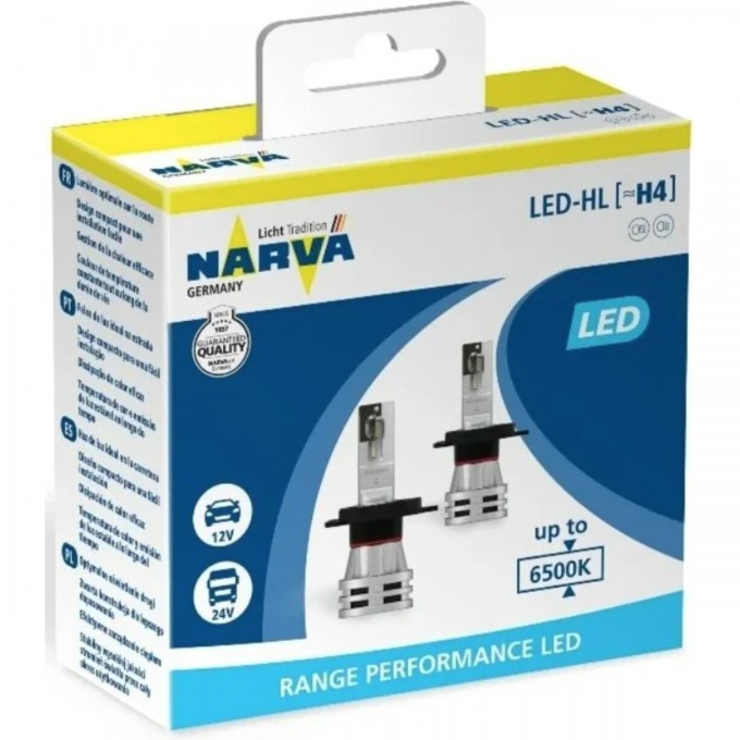 Лампа NARVA RANGE PERFORMANCE LED H4 6500K 2 шт. 84209247