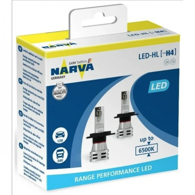 Лампа NARVA RANGE PERFORMANCE LED H4 6500K 2 шт.x2 73858101