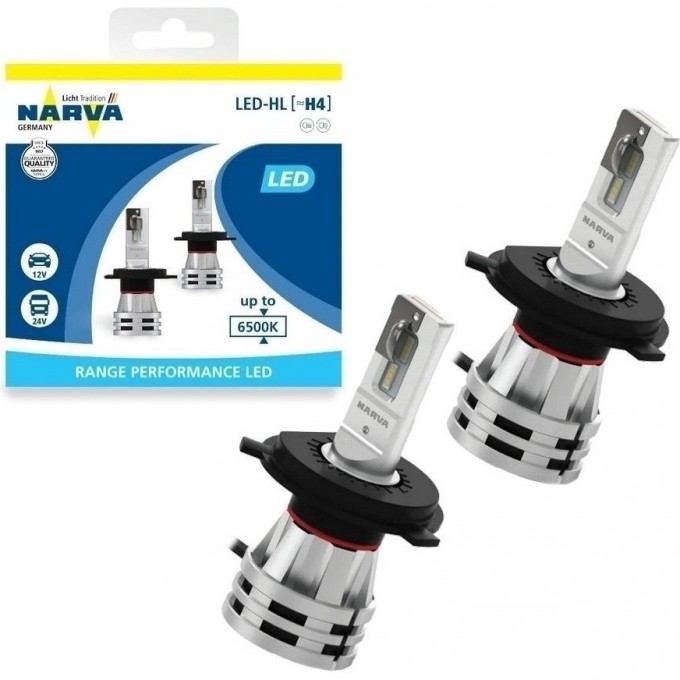 Лампа NARVA RANGE PERFORMANCE LED H4 6500K PX26d 2 шт. 100282655