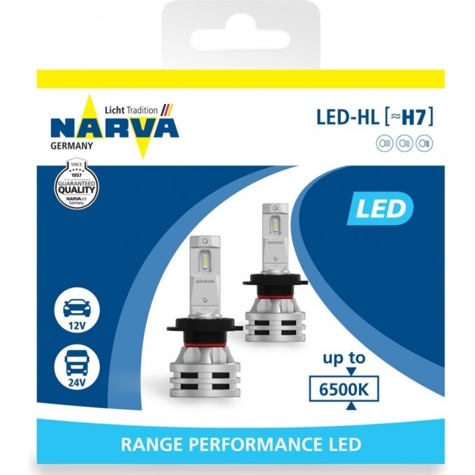 Лампа NARVA RANGE PERFORMANCE LED H7 12V-24V 6500K 18033 2шт. 65474928