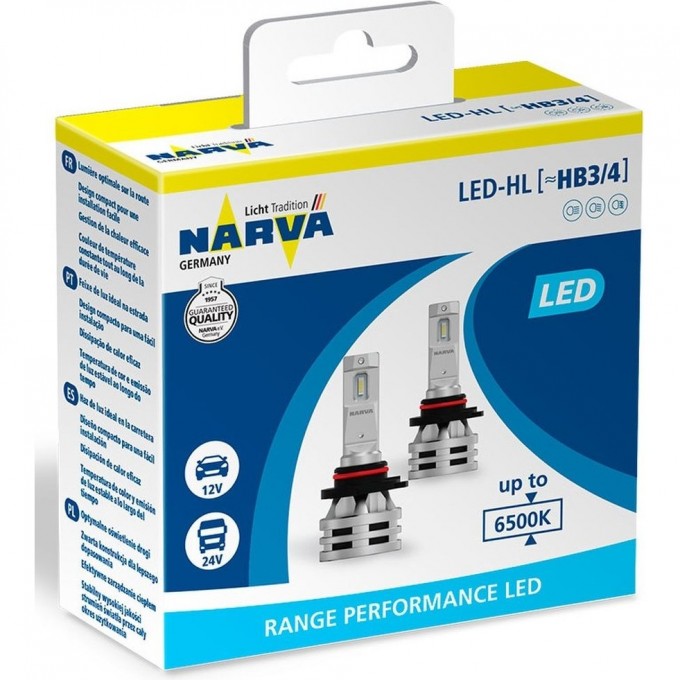 Лампа NARVA RANGE PERFORMANCE LED HB3 6500K 12/24V PX26d 2шт. 100499245