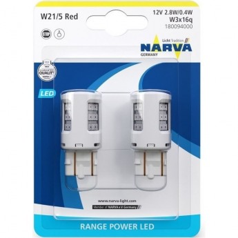 Лампа NARVA RANGE PERFORMANCE LED W21/5 12V 2.7W B2 BAU15s red
