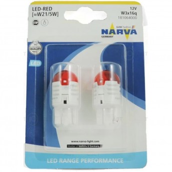 Лампа NARVA RANGE PERFORMANCE LED W21/5 12V 2.7W B2 BAU15s red