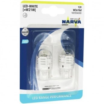 Лампа NARVA RANGE PERFORMANCE LED W21W U30CW 12V white 2 шт.