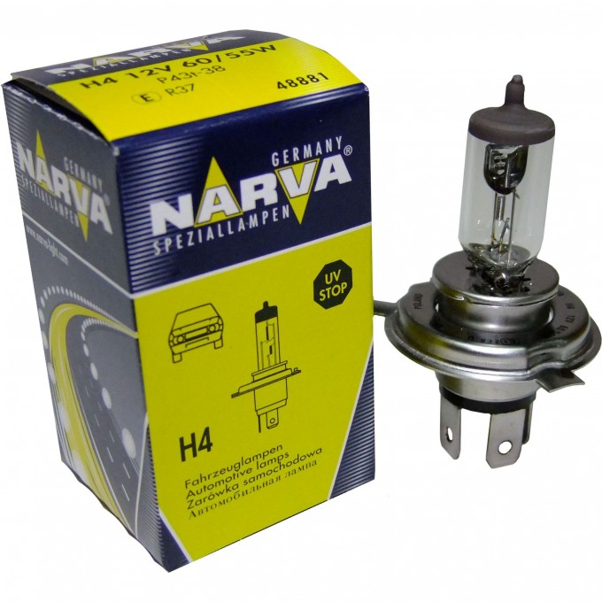 Лампа NARVA RANGE POWER 50+ H4 60 55 P43t-38 12V 93116416