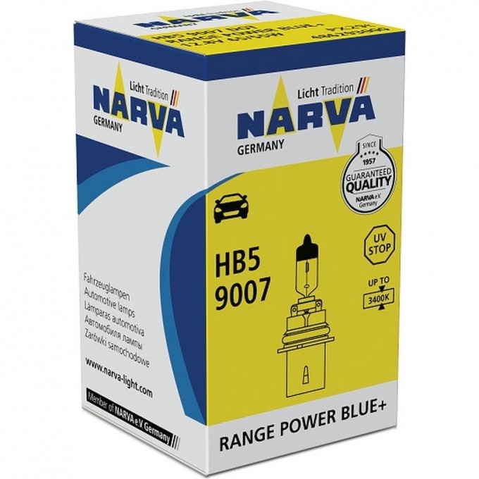 Лампа NARVA RANGE POWER BLUE+ HB5 65/55W 12V PX29t белый свет-голубой оттенок 47386696