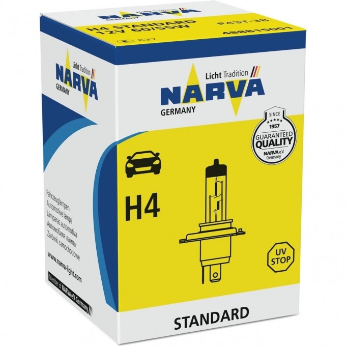 Лампа NARVA RANGE POWER WHITE H4 12V 60/55W P43t 74387118