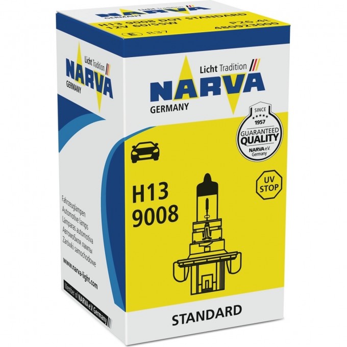 Лампа NARVA STANDARD H13 12V 60/55W P26.4t 47380988