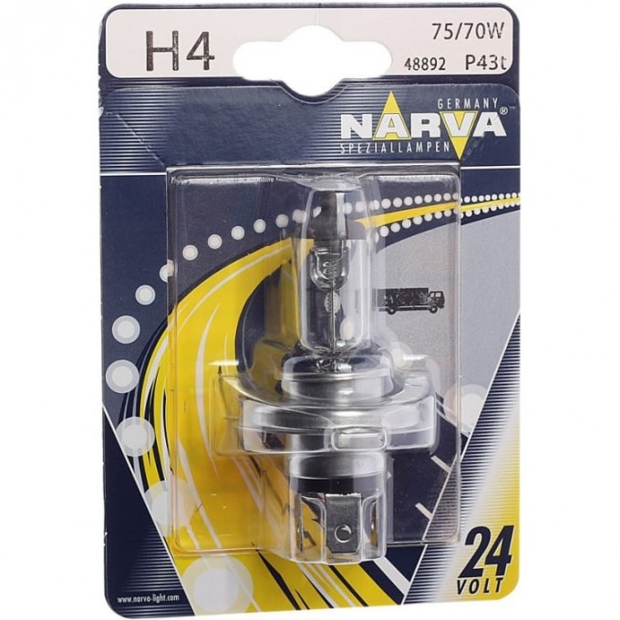 Лампа NARVA STANDARD H4 24V 75/70W P43T-38 82887325