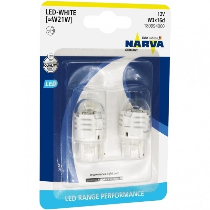 Лампа NARVA W21 LED 12V 1.75W W3x16d B2 2шт. 82279859